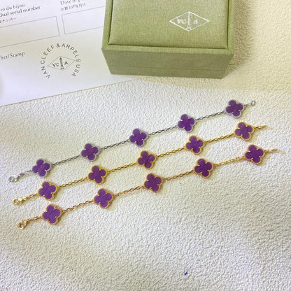 [KELA]LUCKY CLOVER 5-MOTIF BRACELET - VIOLET COLLECTION