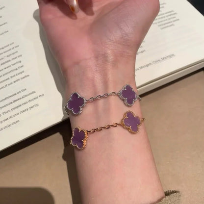 [KELA]LUCKY CLOVER 5-MOTIF BRACELET - VIOLET COLLECTION