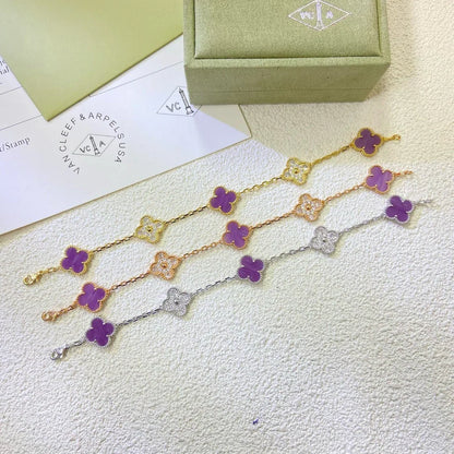 [KELA]LUCKY CLOVER 5-MOTIF BRACELET - VIOLET COLLECTION