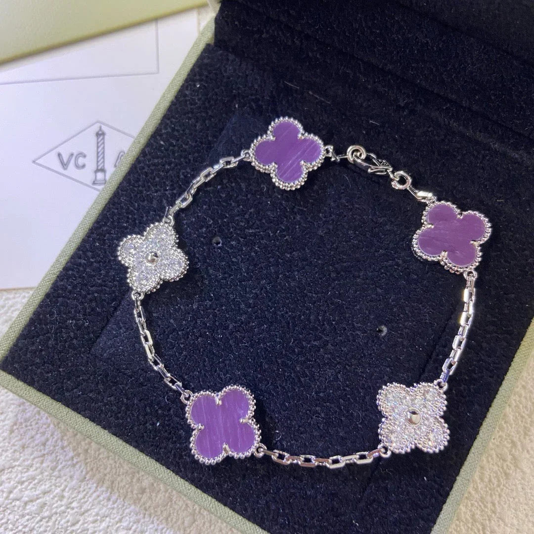 [KELA]LUCKY CLOVER 5-MOTIF BRACELET - VIOLET COLLECTION