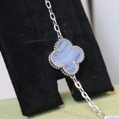 [KELA]LUCKY CLOVER 5-MOTIF BRACELET - PURPLE CHALCEDONY COLLECTION