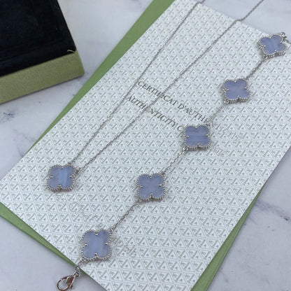 [KELA]LUCKY CLOVER 5-MOTIF BRACELET - PURPLE CHALCEDONY COLLECTION
