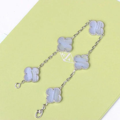 [KELA]LUCKY CLOVER 5-MOTIF BRACELET - PURPLE CHALCEDONY COLLECTION