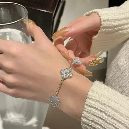[KELA]LUCKY CLOVER 5-MOTIF BRACELET - PURPLE CHALCEDONY COLLECTION
