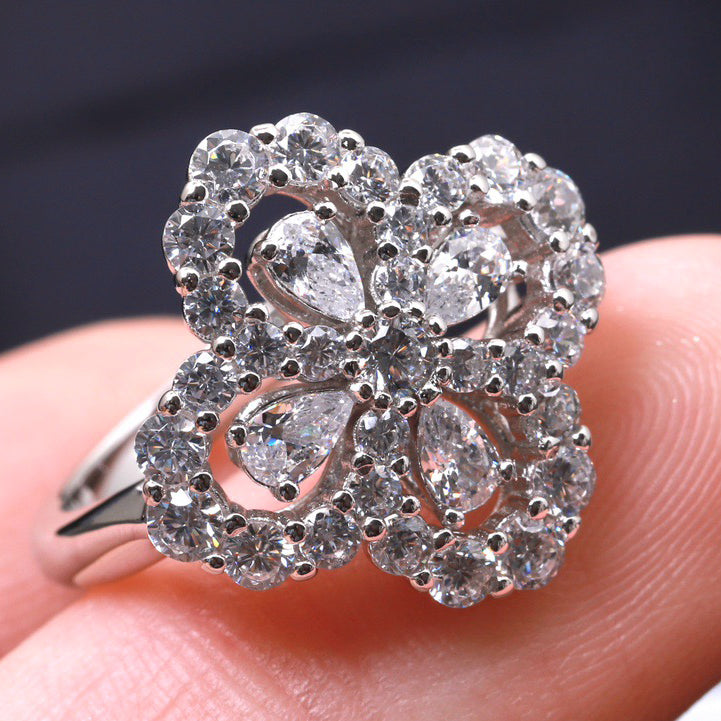 [KELA]LOOP RING FULL MOTIF DIAMOND 16MM SILVE
