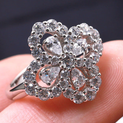 [KELA]LOOP RING FULL MOTIF DIAMOND 16MM SILVE