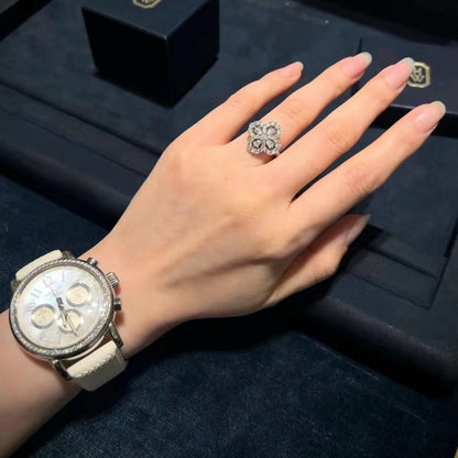 [KELA]LOOP RING FULL MOTIF DIAMOND 16MM SILVE