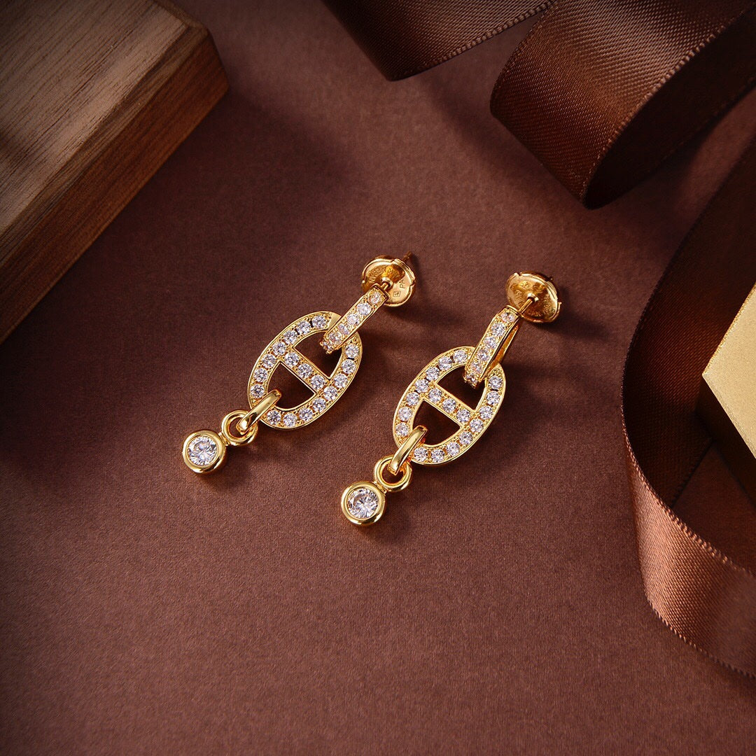 [KELA]HM CHAINE DIAMOND EARRINGS
