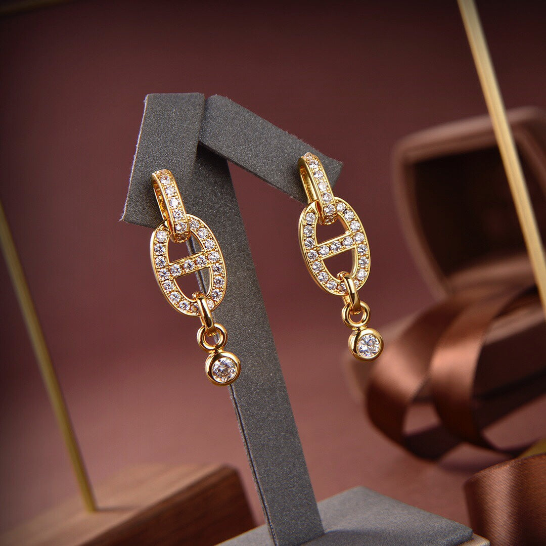 [KELA]HM CHAINE DIAMOND EARRINGS