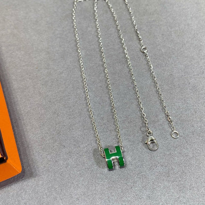 [KELA]POP H GREEN NECKLACE SILVER AND GOLD