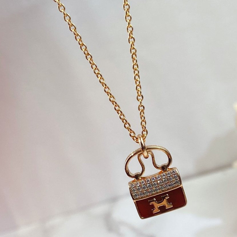 [KELA]CONSTANCE RED PEDANT ROSE GOLD NECKLACE