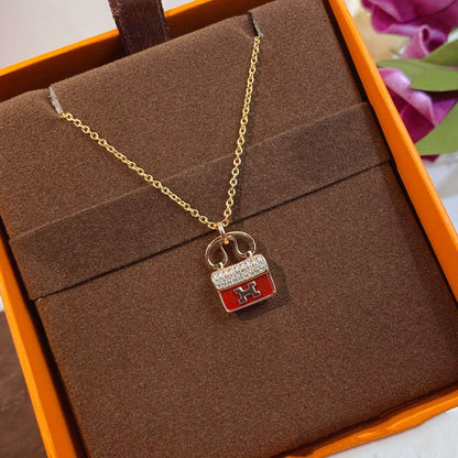 [KELA]CONSTANCE RED PEDANT ROSE GOLD NECKLACE