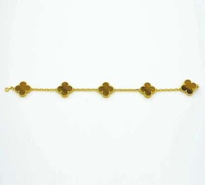 [KELA]LUCKY CLOVER 5-MOTIF BRACELET -  TIGER’S EYE COLLECTION