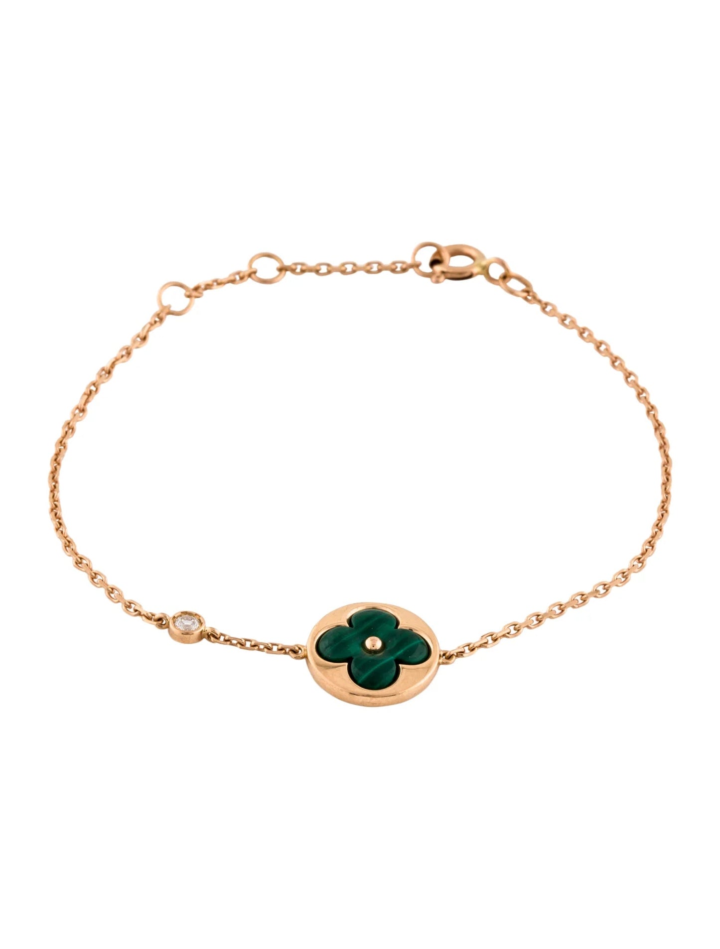 [KELA]SUN MALACHITE 1 DIAMOND ROSE GOLD BRACELET