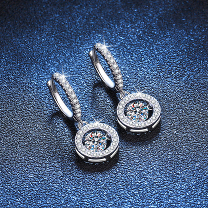[KELA]DANCING MOISSANITE HALO DROP HOOP EARRINGS