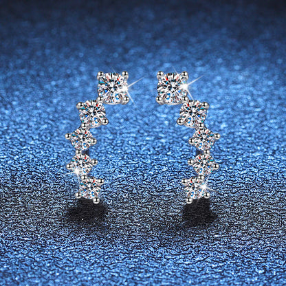 [KELA]SPARKLING SMILE ARC MOISSANITE STUD EARRINGS