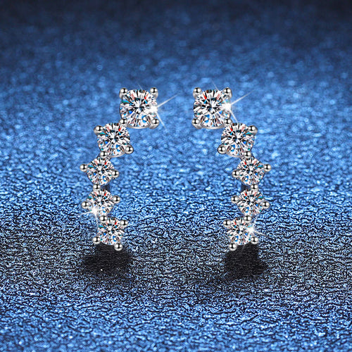 [KELA]SPARKLING SMILE ARC MOISSANITE STUD EARRINGS