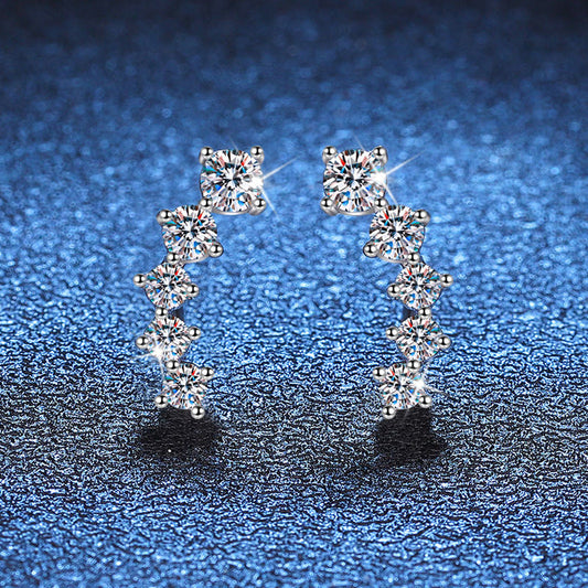 [KELA]SPARKLING SMILE ARC MOISSANITE STUD EARRINGS
