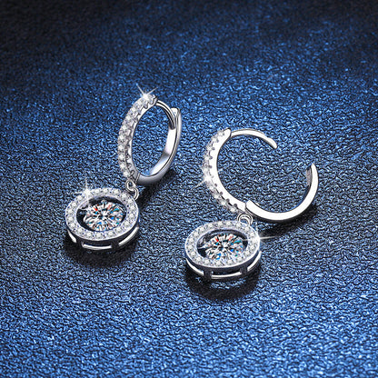 [KELA]DANCING MOISSANITE HALO DROP HOOP EARRINGS