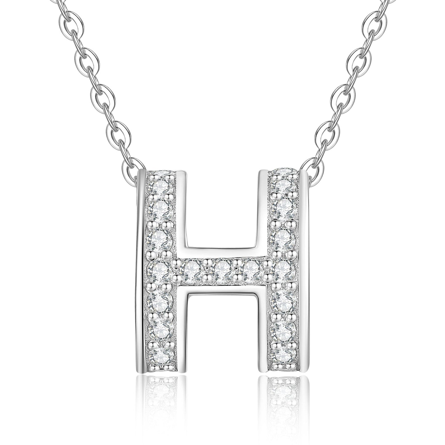 [KELA]FULL-PAVE "H" MOISSANITE PENDANT NECKLACE