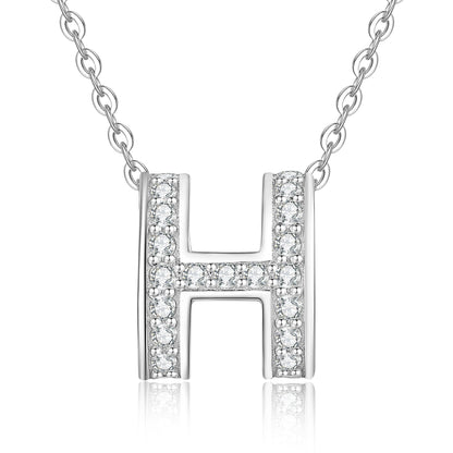 [KELA]FULL-PAVE "H" MOISSANITE PENDANT NECKLACE