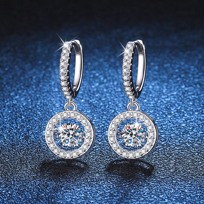 [KELA]DANCING MOISSANITE HALO DROP HOOP EARRINGS