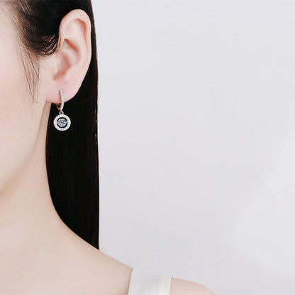 [KELA]DANCING MOISSANITE HALO DROP HOOP EARRINGS