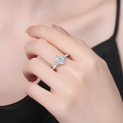 [KELA]ELEGANT MARQUISE CUT MOISSANITE RING WITH SIDE ACCENTS