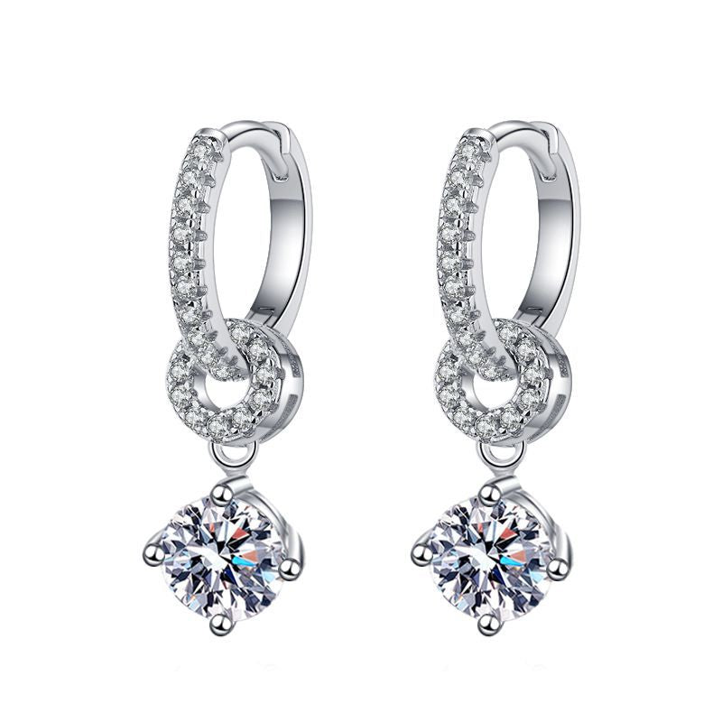 [KELA]INTERLOCKING DOUBLE RING MOISSANITE DROP EARRINGS