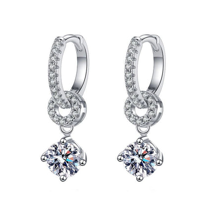 [KELA]INTERLOCKING DOUBLE RING MOISSANITE DROP EARRINGS