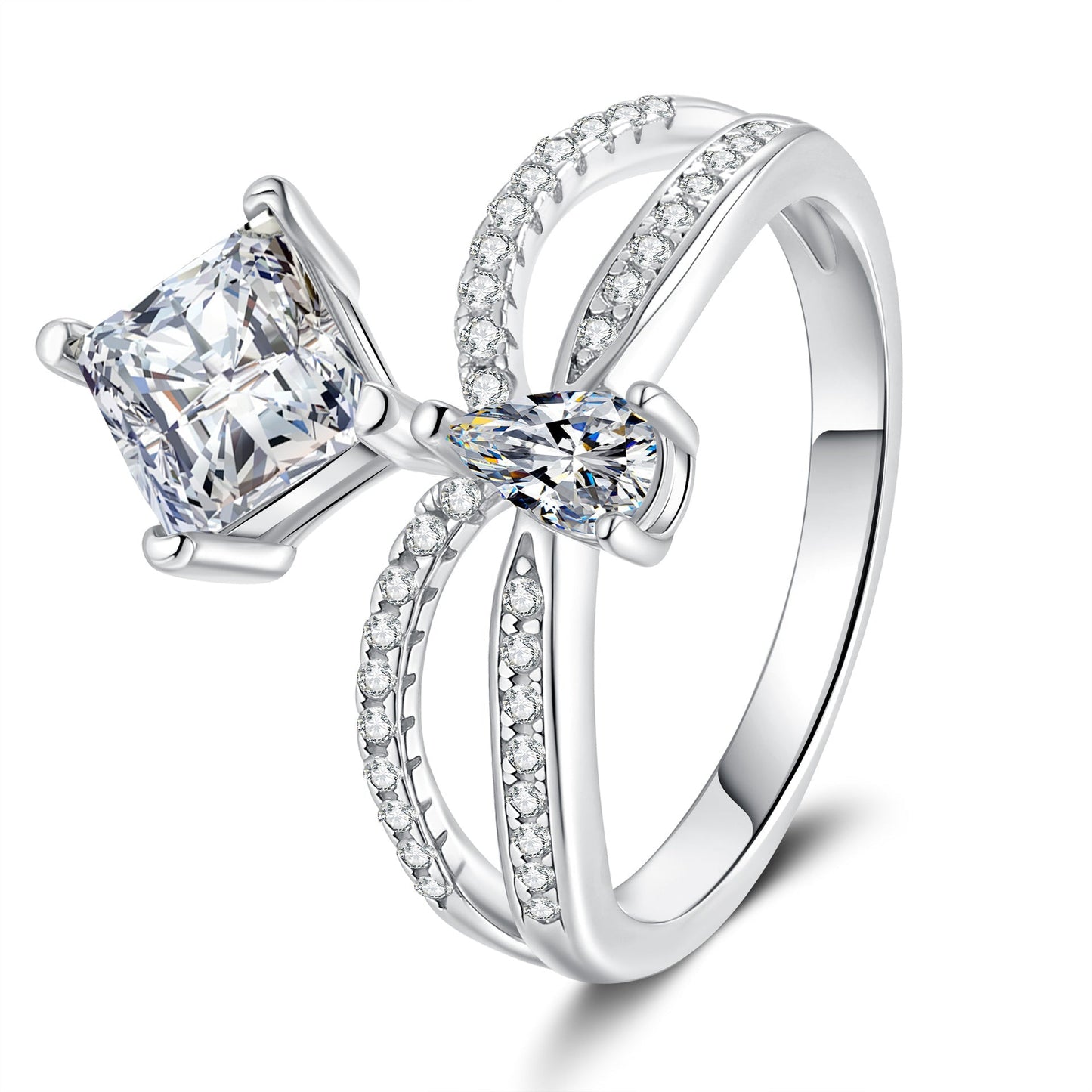 [KELA]ELEGANT DOUBLE-TWISTED MOISSANITE RING