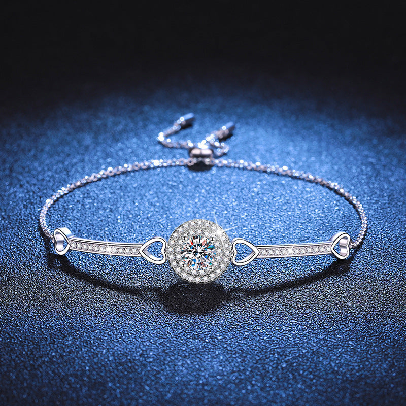 [KELA]INTERLOCKING HEART & CIRCLE MOISSANITE BRACELET