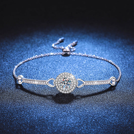 [KELA]INTERLOCKING HEART & CIRCLE MOISSANITE BRACELET