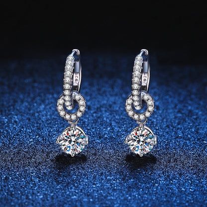 [KELA]INTERLOCKING DOUBLE RING MOISSANITE DROP EARRINGS