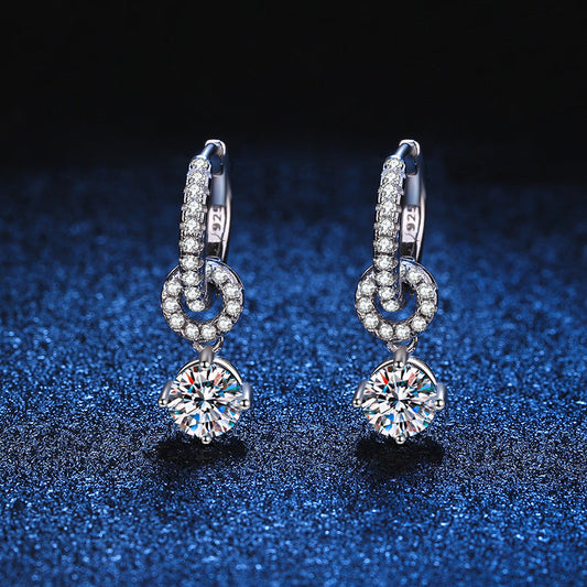 [KELA]INTERLOCKING DOUBLE RING MOISSANITE DROP EARRINGS