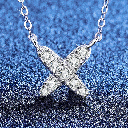 [KELA]MODERN X-SHAPE PAVÉ MOISSANITE NECKLACE