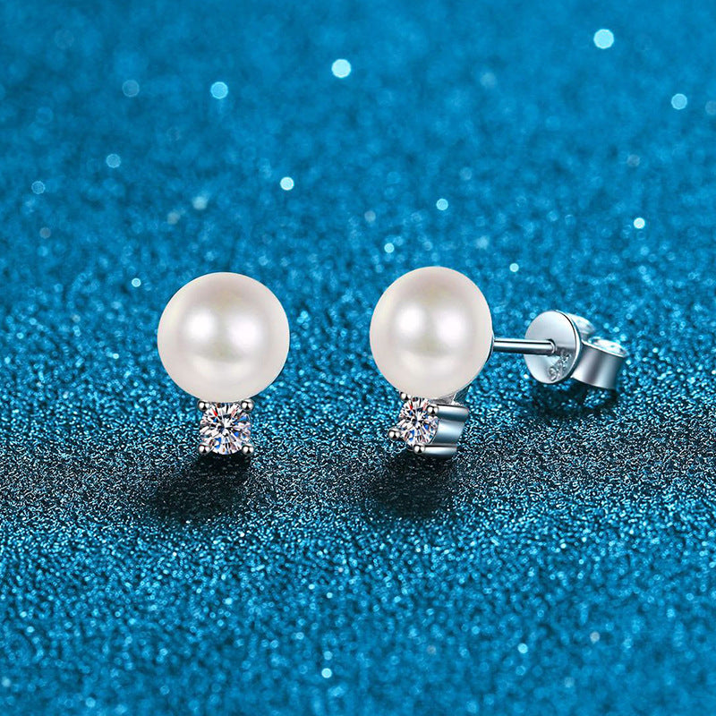 [KELA]ELEGANT NATURAL PEARL & MOISSANITE DROP EARRINGS