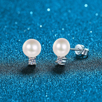 [KELA]ELEGANT NATURAL PEARL & MOISSANITE DROP EARRINGS