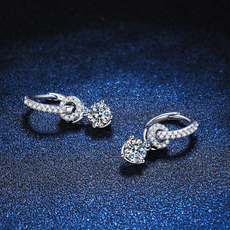 [KELA]INTERLOCKING DOUBLE RING MOISSANITE DROP EARRINGS