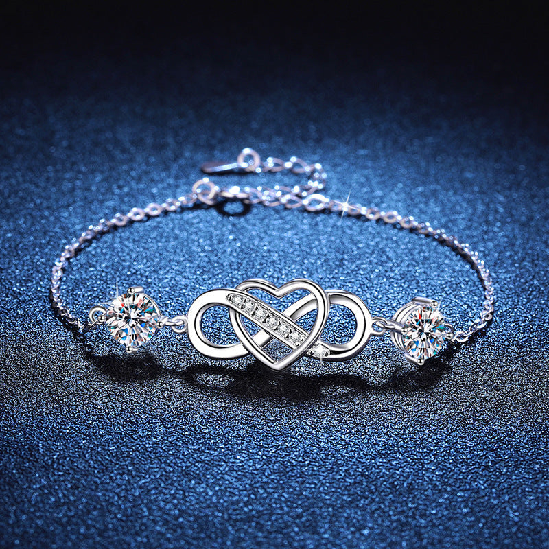 [KELA]DOUBLE-STONE "LOVE LINK" MOISSANITE BRACELET
