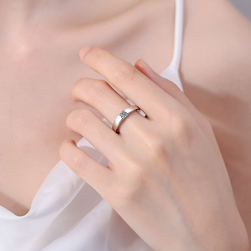 [KELA]SLEEK MINIMALIST COUPLE'S MOISSANITE RING