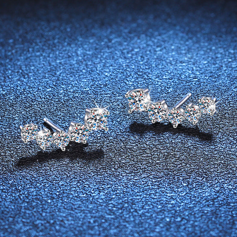 [KELA]SPARKLING SMILE ARC MOISSANITE STUD EARRINGS