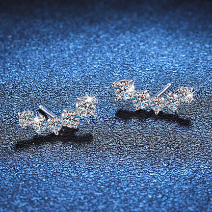 [KELA]SPARKLING SMILE ARC MOISSANITE STUD EARRINGS