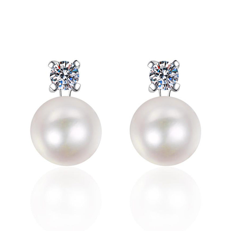 [KELA]ELEGANT NATURAL PEARL & MOISSANITE DROP EARRINGS