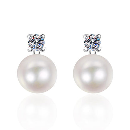 [KELA]ELEGANT NATURAL PEARL & MOISSANITE DROP EARRINGS