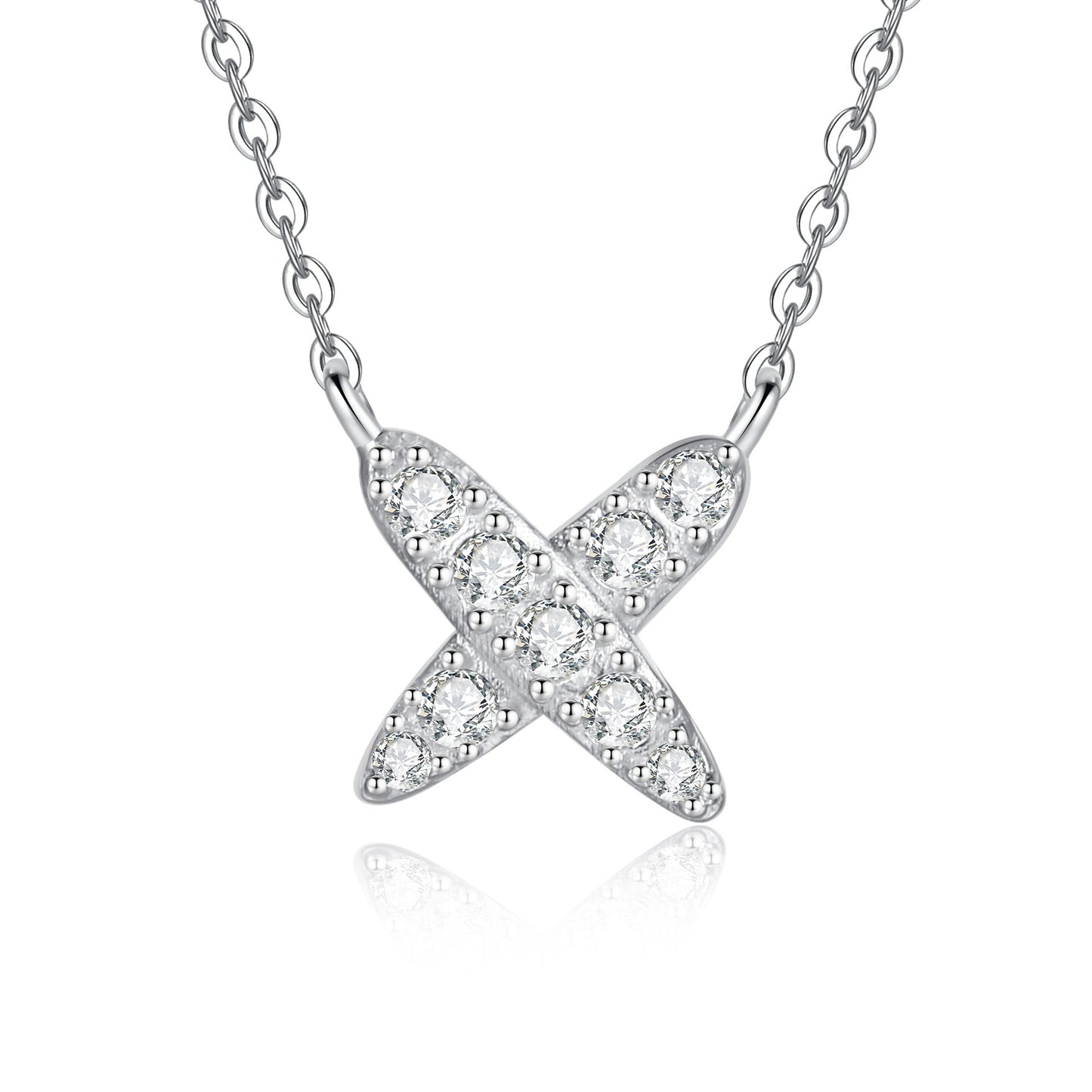 [KELA]MODERN X-SHAPE PAVÉ MOISSANITE NECKLACE