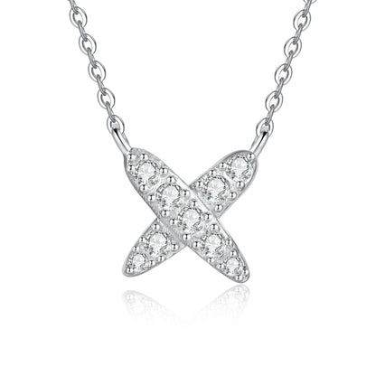 [KELA]MODERN X-SHAPE PAVÉ MOISSANITE NECKLACE