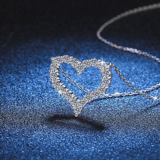 [KELA]ROMANTIC HEART MOISSANITE PENDANT NECKLACE