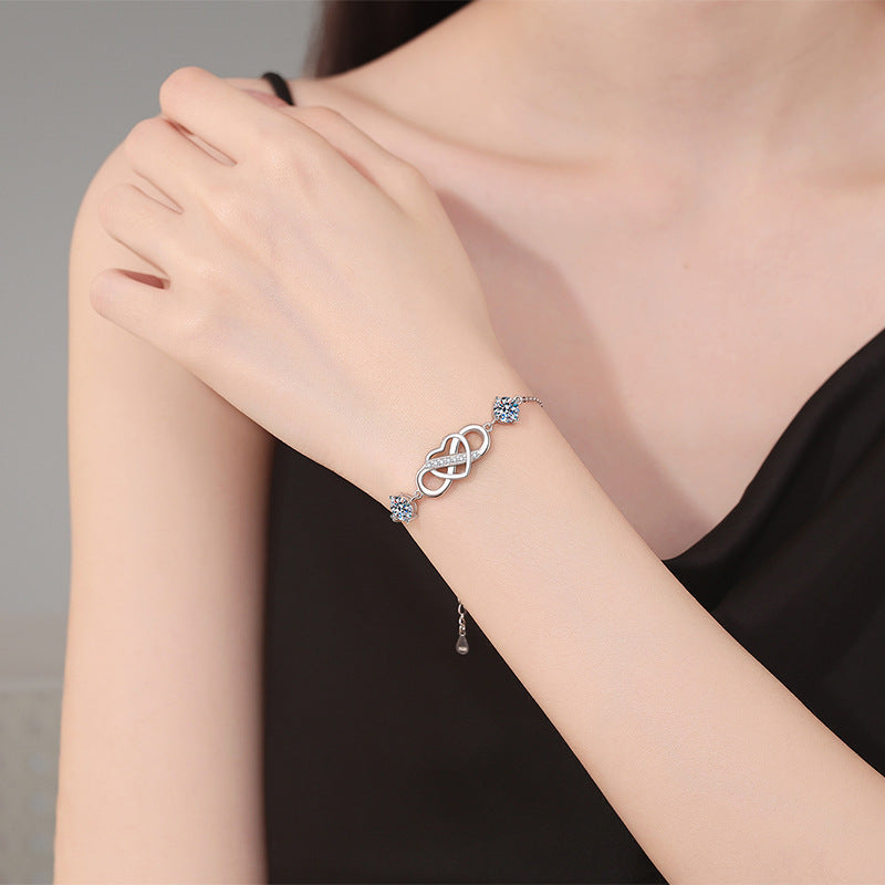 [KELA]DOUBLE-STONE "LOVE LINK" MOISSANITE BRACELET