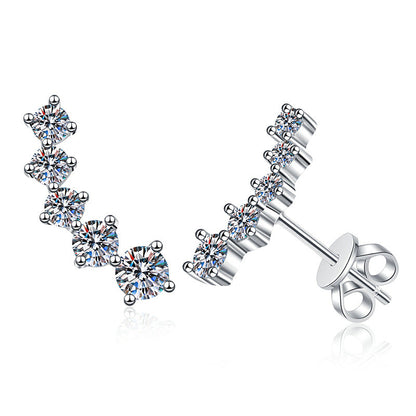 [KELA]SPARKLING SMILE ARC MOISSANITE STUD EARRINGS
